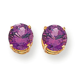 2.3 Carat 14K Gold 7mm Amethyst earring