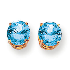 3.4 Carat 14K Gold 7mm Blue Topaz earring