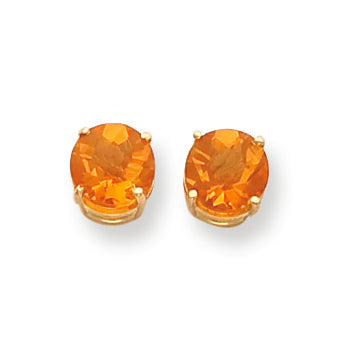 2.5 Carat 14K Gold 7mm Citrine Checker earring