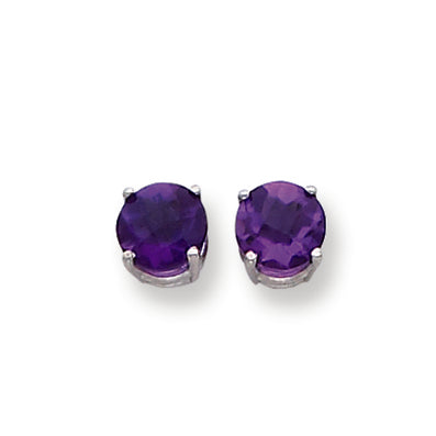 2.5 Carat 14K White Gold 7mm Amethyst Checker earring