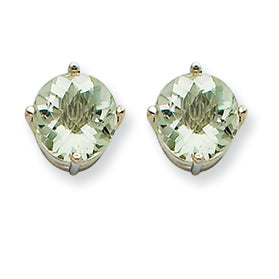 2.6 Carat 14K Goldw 7mm Round Green Amethyst Earring