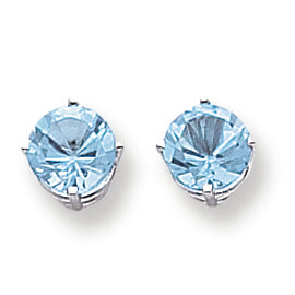 3.4 Carat 14K White Gold 7mm Blue Topaz earring