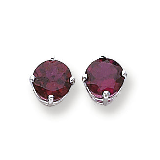3.4 Carat 14K White Gold 7mm Rhodalite Garnet earring