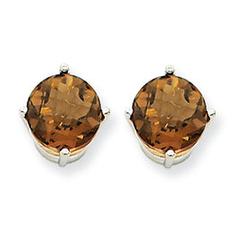 2.6 Carat 14K Goldw 7mm Round Smokey Quartz Earring