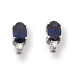 1.5 Carat 14K White Gold 6x4mm Oval Sapphire Diamond earring