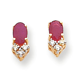 1.6 Carat 14K Gold Ruby Diamond earring
