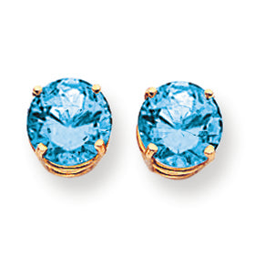 5.3 Carat 14K Gold 8mm Blue Topaz earring