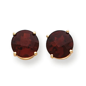 5 Carat 14K Gold 8mm Garnet Checker earring
