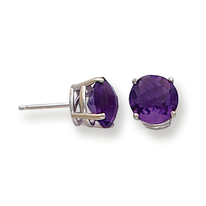 3.7 Carat 14K White Gold 8mm Amethyst Checker earring