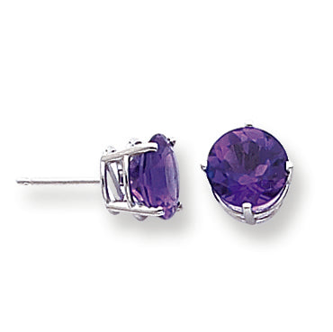 3.9 Carat 14K White Gold 8mm Amethyst earring