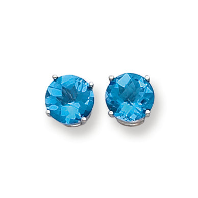 5 Carat 14K White Gold 8mm Blue Topaz Checker earring