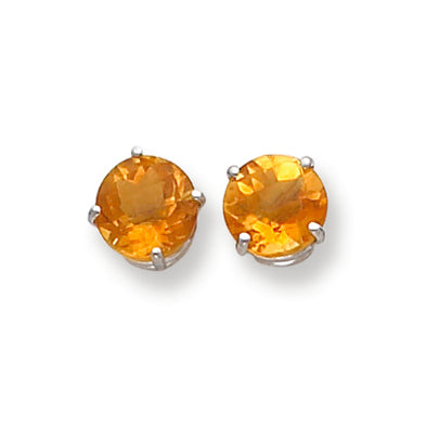 3.7 Carat 14K White Gold 8mm Citrine Checker earring