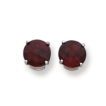 5 Carat 14K White Gold 8mm Garnet Checker earring
