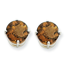 4 Carat 14K Goldw 8mm Round Smokey Quartz Earring