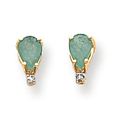 0.8 Carat 14K Gold Emerald Diamond earring