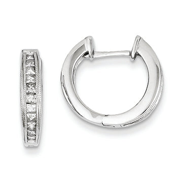0.5 Carat 14K White Gold Diamond Complete Hinged Hoop Earrings