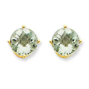 5.1 Carat 14K Gold 9mm Round Green Amethyst Earring