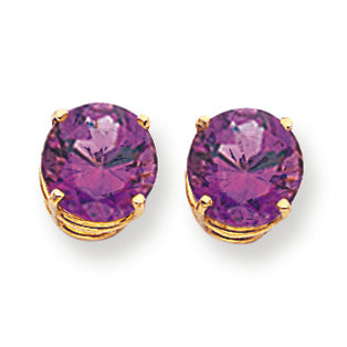 5.1 Carat 14K Gold Amethyst Diamond round stud earring