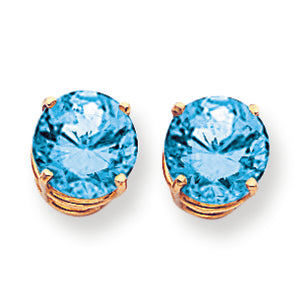 7.6 Carat 14K Gold Blue Topaz Diamond round stud earring