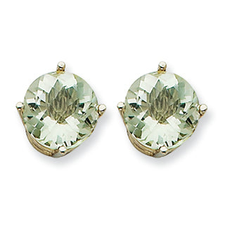 5.1 Carat 14K Goldw 9mm Round Green Amethyst Earring