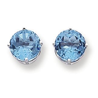 7.6 Carat 14K White Gold 9mm Blue Topaz earring