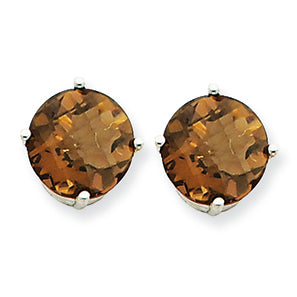 5.1 Carat 14K Goldw 9mm Round Smokey Quartz Earring