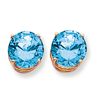 8.9 Carat 14K Gold 10mm Blue Topaz earring