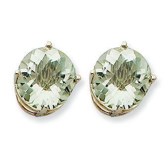 7.5 Carat 14K Goldw 10mm Round Green Amethyst Earring