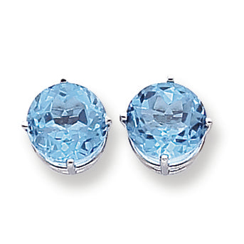 8.9 Carat 14K Gold Blue Topaz Diamond round stud earring