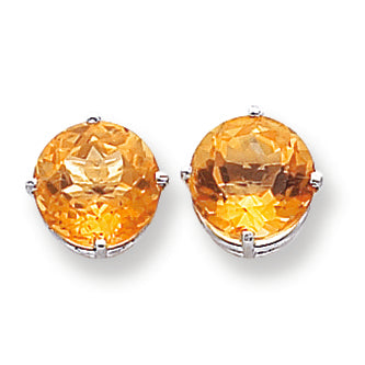 6.9 Carat 14K Gold Citrine Diamond round stud earring