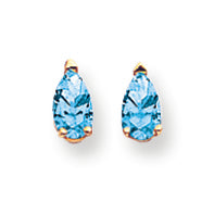 0.5 Carat 14K Gold 5x3mm Pear Blue Topaz earring