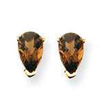 0.4 Carat 14K Gold 5x3 Pear Smokey Quartz Earring