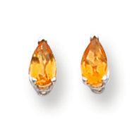 0.4 Carat 14K Gold Citrine Diamond pear stud earring
