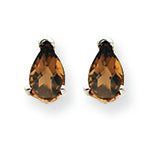 14K Goldw 5x3 Pear Smokey Quartz Earring