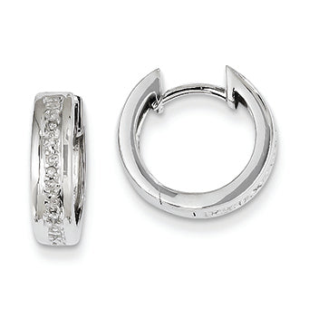 14K White Gold Diamond Complete Hinged Hoop Earrings