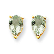 0.8 Carat 14K Gold 6x4 Pear Green Amethyst Earring