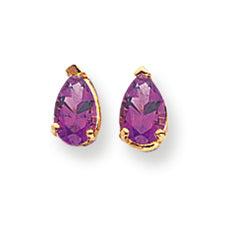 0.8 Carat 14K Gold 6x4mm Pear Amethyst earring