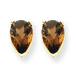 0.8 Carat 14K Gold 6x4 Pear Smokey Quartz Earring