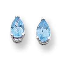 1.1 Carat 14K White Gold 6x4mm Pear Blue Topaz earring