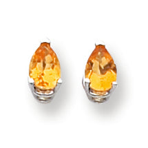 0.7 Carat 14K Gold Citrine Diamond pear stud earring