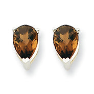 0.8 Carat 14K Goldw 6x4 Pear Smokey Quartz Earring
