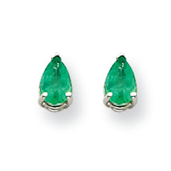 0.8 Carat 14K White Gold Emerald Earrings