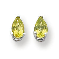 0.8 Carat 14K White Gold 6x4mm Pear Peridot earring