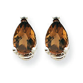 0.7 Carat 14K Goldw 6x4 Pear Smokey Quartz Earring