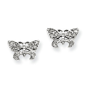 0.1 Carat 14K White Gold Diamond Butterfly Post Earrings