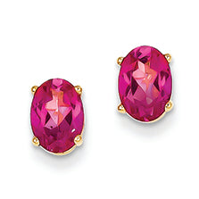2.1 Carat 14K Gold Pink Topaz 7x5 Oval Post Earrings
