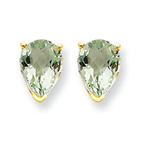 1.3 Carat 14K Gold 7x5 Pear Green Amethyst Earring