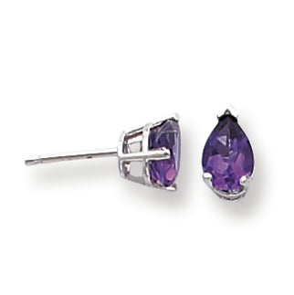 1.3 Carat 14K White Gold 7x5mm Pear Amethyst earring