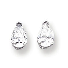 14K White Gold 7x5mm Pear Cubic Zirconia earring