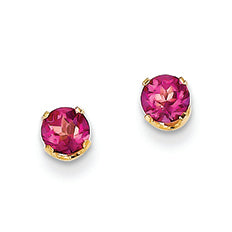 0.6 Carat 14K Gold Pink Topaz 4mm Round Stud Earrings